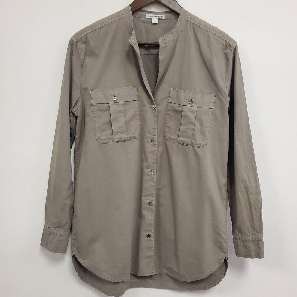 James Perse Taupe Button Down Shirt